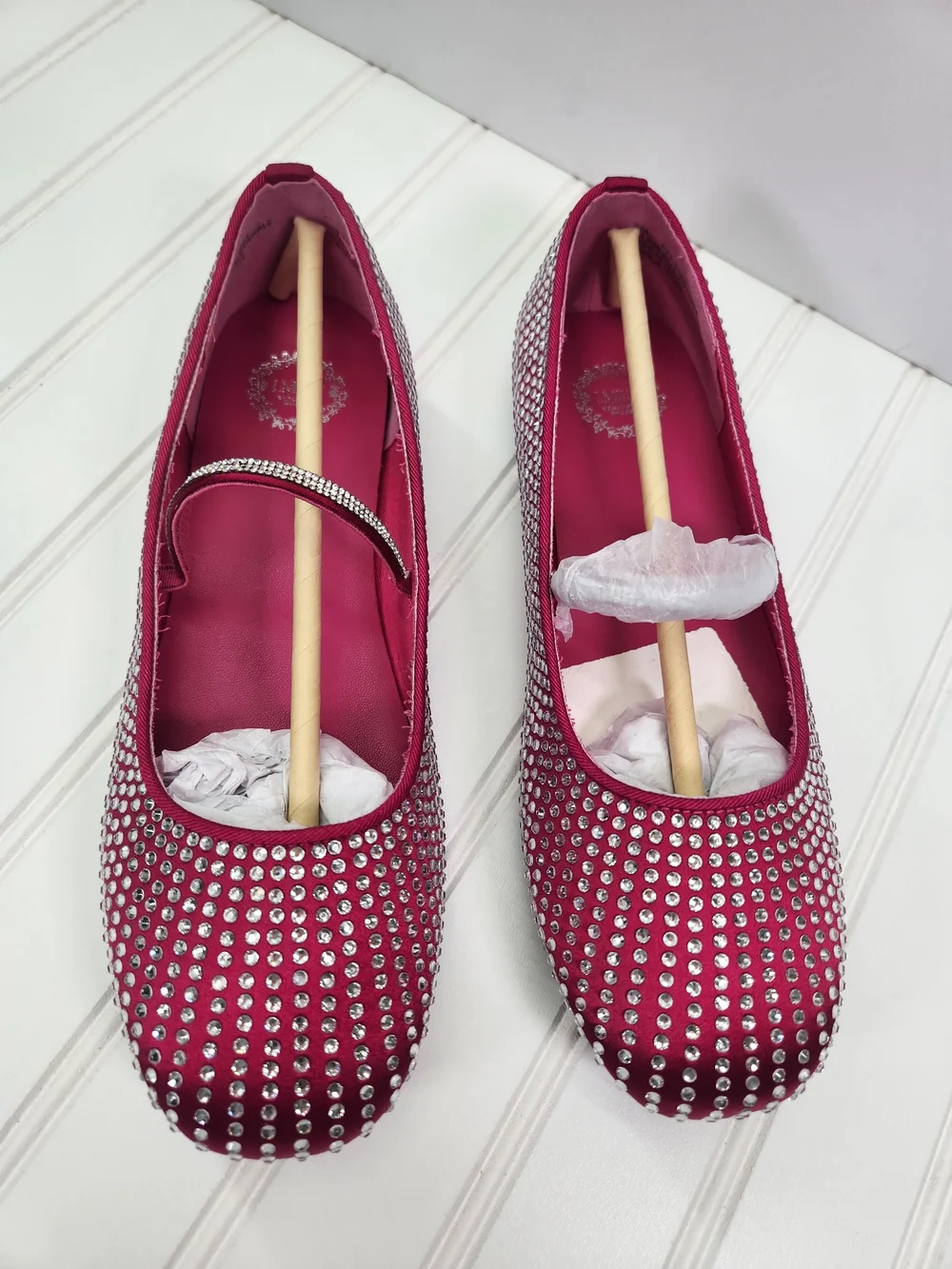 Miller Mercedes Rhinestone- Embellished Big Girl's Ballet Flats In Fuchsi Size 5